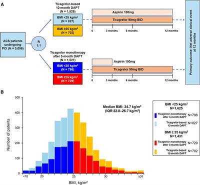 Body mass index affecting ticagrelor monotherapy vs. ticagrelor with aspirin in patients with acute coronary syndrome: A pre-specified sub-analysis of the TICO randomized trial